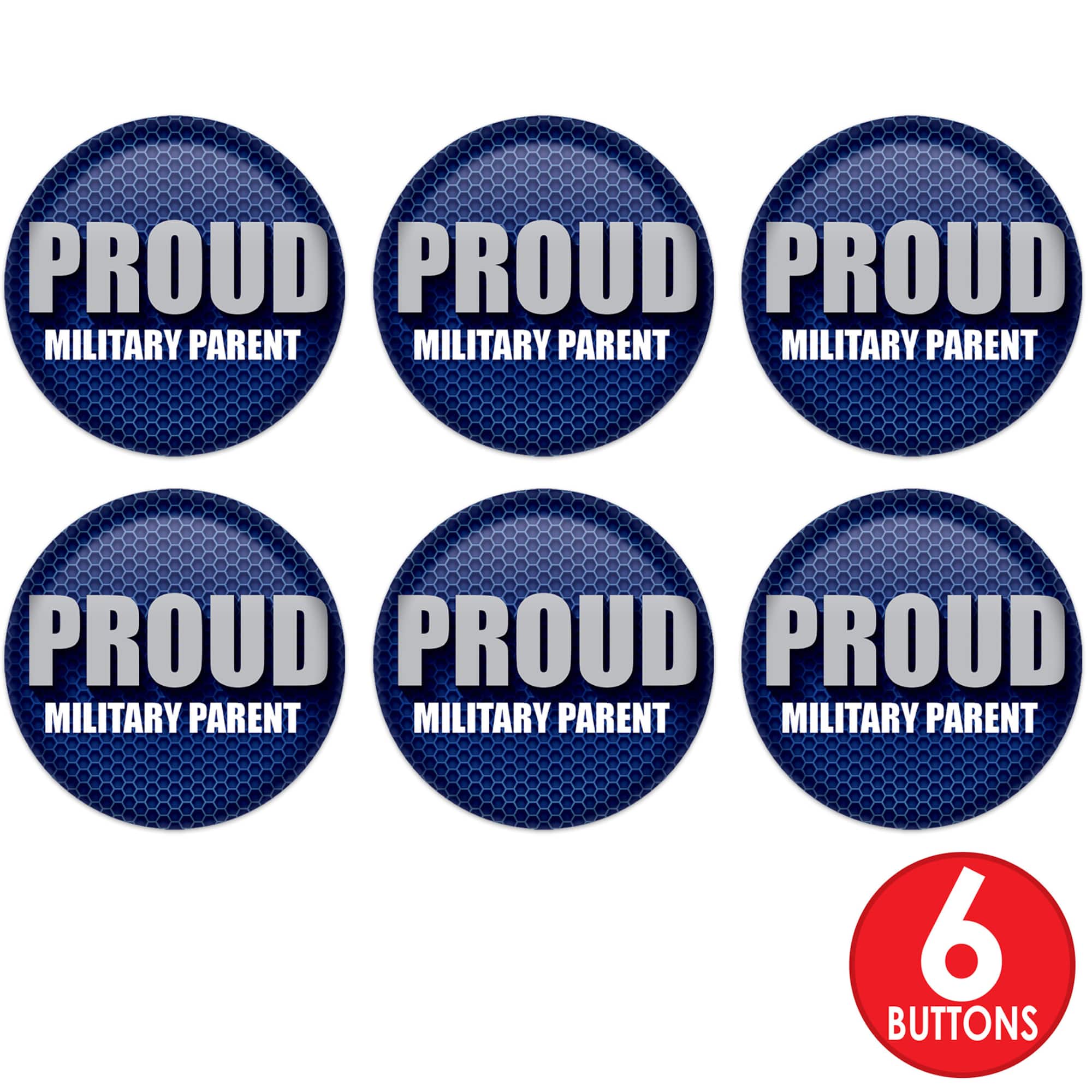 Beistle 2" Blue & Silver Proud Military Parent Buttons, 6ct.